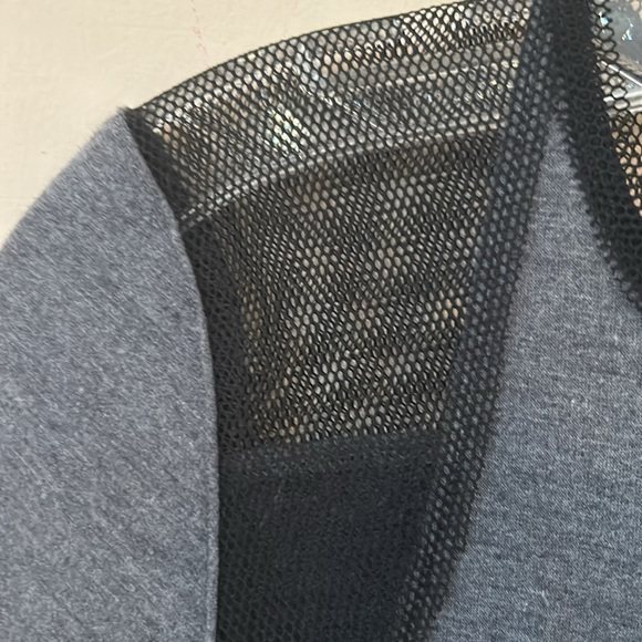 Eli Tahari Sport top. Grey with black netting - Picture 2 of 4